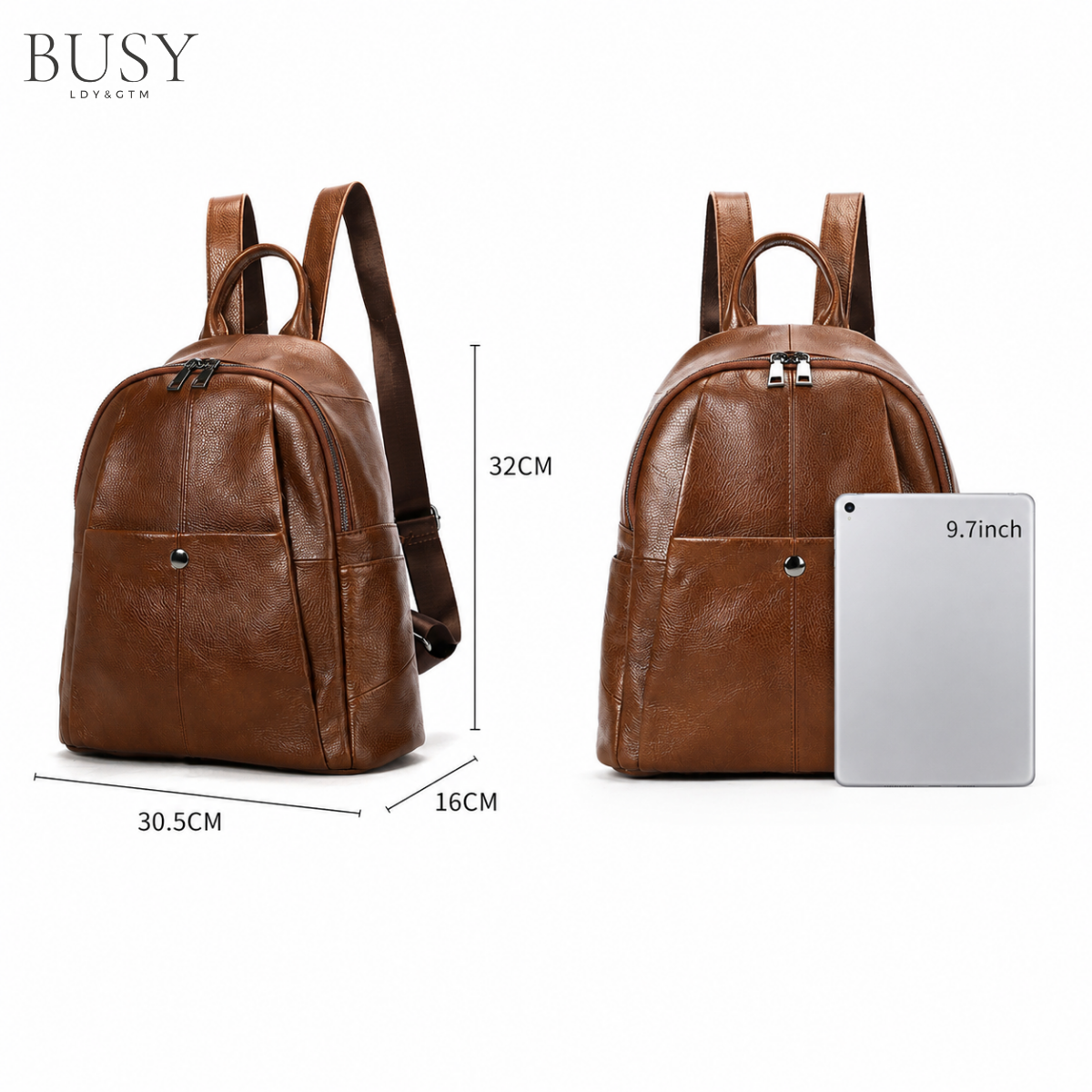 Rucsac din piele naturală Olivia Busy Lady & Gentleman - Maro