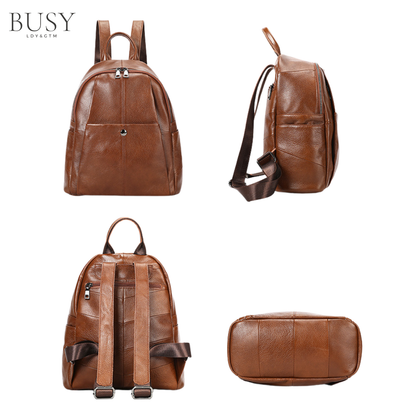 Rucsac din piele naturală Olivia Busy Lady & Gentleman - Maro