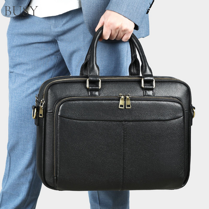 Servietă Laptop 15.6 Inch, Prestige, din Piele Naturală, Design Business