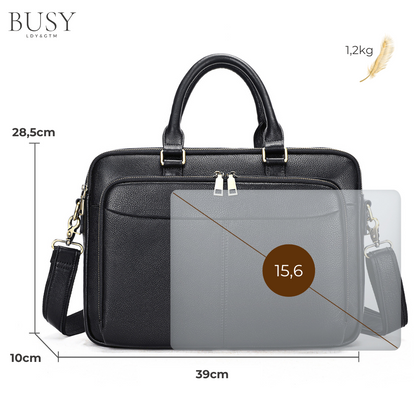 Servietă Laptop 15.6 Inch, Prestige, din Piele Naturală, Design Business
