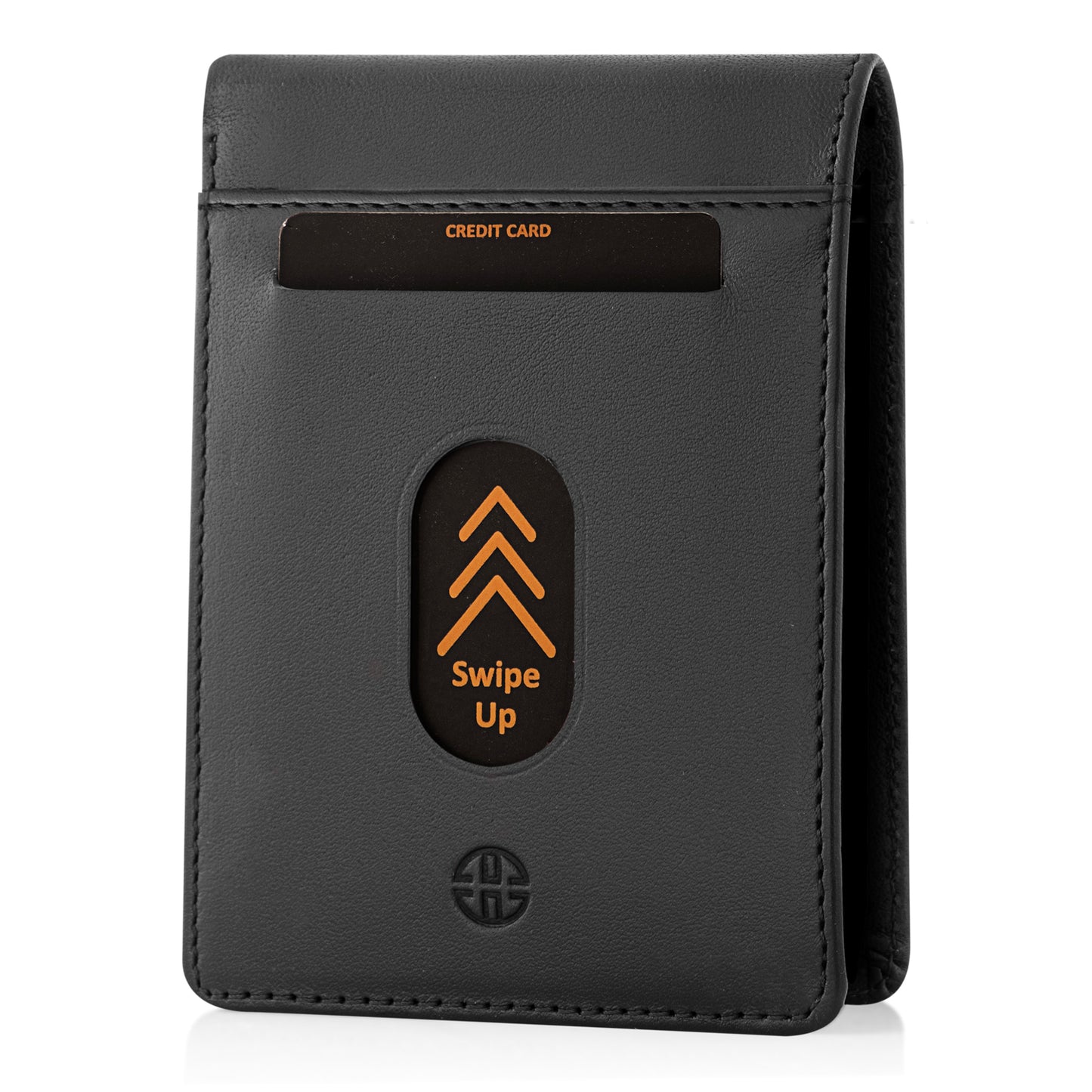 Portofel din piele naturala cu protectie anti scanare carduri RFID si cu buzunar pentru monede, Trento - negru
