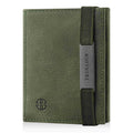 Portofel piele naturala cu cu oglinda si protectie anti scanare carduri RFID, design compact trifold, Marseille - verde