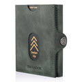 Portofel piele naturala cu protectie anti scanare carduri RFID, design compact trifold, Valencia - verde