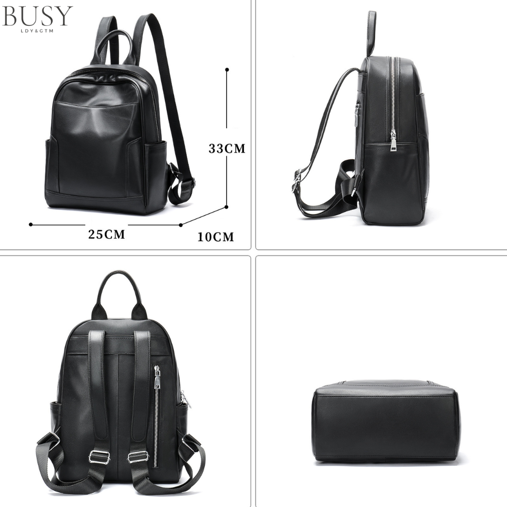 Rucsac dama Nova, piele naturala, negru