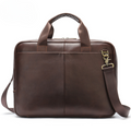 Geanta piele laptop 15.6 inch barbati servieta business Flume Busy Lady & Gentleman maro