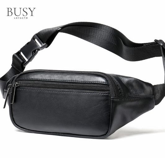 Borseta unisex Aspen, piele naturala, de brau, negra